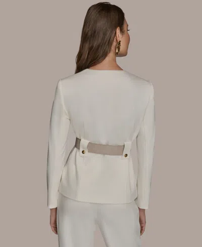 Donna Karan Women's Belted Long-sleeve Jacket In White