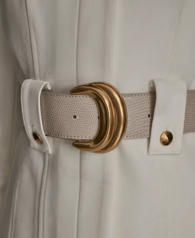 Donna Karan Women's Belted Long-sleeve Jacket In White