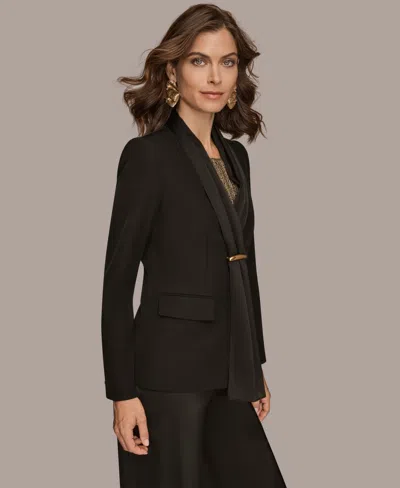 Donna Karan Women's Mixed Media Collarless Jacket In Black