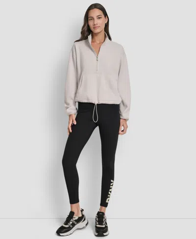 Dkny Women's Half-zip Long-sleeve Sweater In Gray