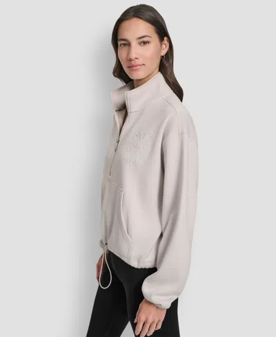 Dkny Women's Half-zip Long-sleeve Sweater In Gray
