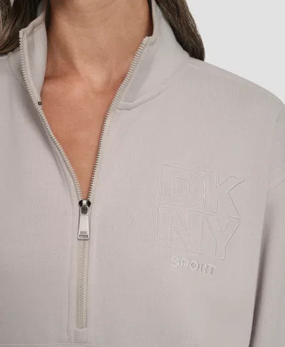 Dkny Women's Half-zip Long-sleeve Sweater In Gray