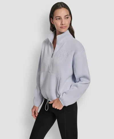 Dkny Women's Half-zip Long-sleeve Sweater In Blue
