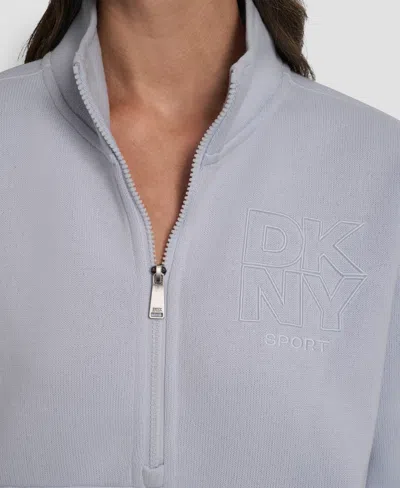 Dkny Women's Half-zip Long-sleeve Sweater In Blue