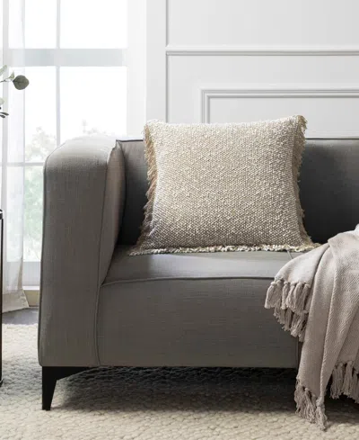 Tahari Home Heathered Fringe Decorative Pillow, 20" X 20" In Sand