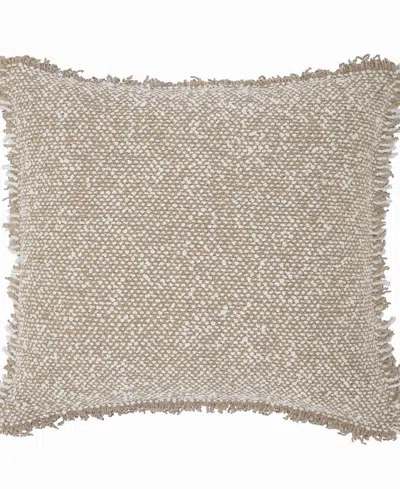 Tahari Home Heathered Fringe Decorative Pillow, 20" X 20" In Sand