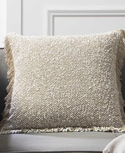 Tahari Home Heathered Fringe Decorative Pillow, 20" X 20" In Sand