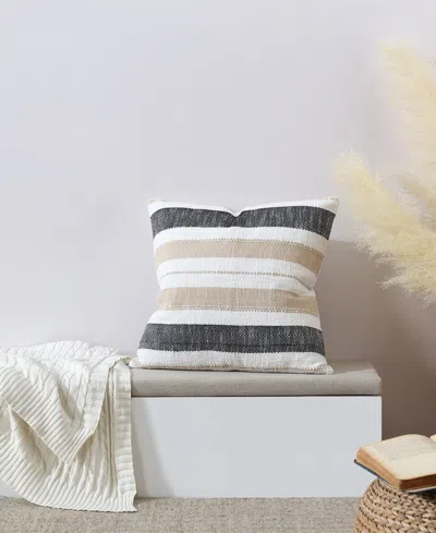 Tahari Home Farmhouse Stripe Decorative Pillow, 20" X 20" In White