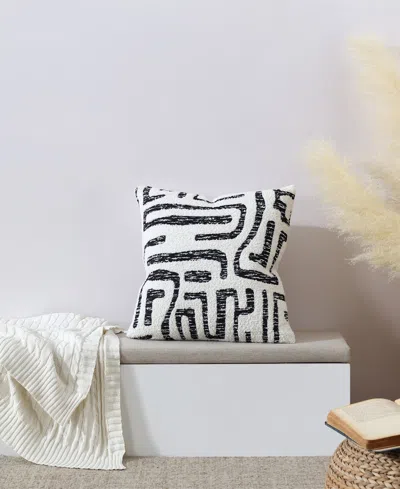 Tahari Home Graphic Tribal Decorative Pillow, 20" X 20" In White