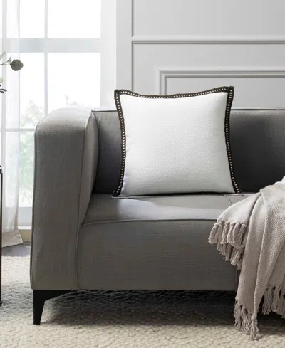 Tahari Home Crochet Edge Decorative Pillow, 20" X 20" In White