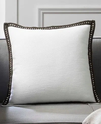 Tahari Home Crochet Edge Decorative Pillow, 20" X 20" In White
