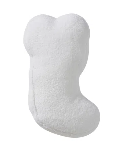 Hallmark Stocking Shaped Holiday Decorative Pillow, 8" X 16" In White