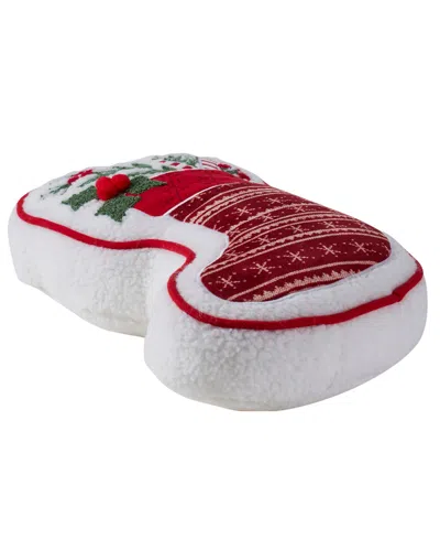 Hallmark Stocking Shaped Holiday Decorative Pillow, 8" X 16" In White