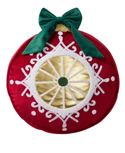 Hallmark Ornament Shaped Holiday Decorative Pillow, 12" X 13" In Red