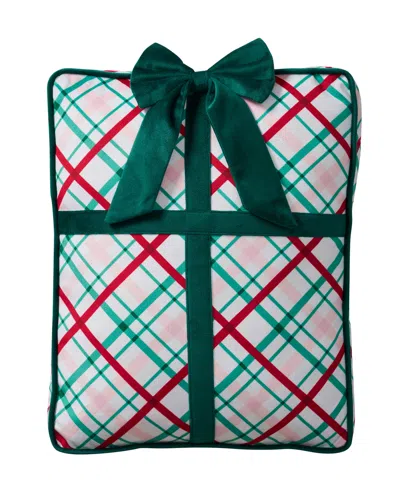 Hallmark Gift Shaped Holiday Decorative Pillow, 12.5" X 16" In Green