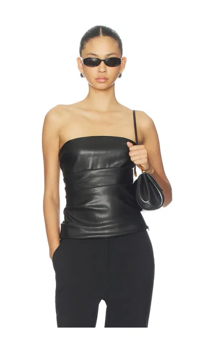 Superdown Leynia Faux Leather Top In Black