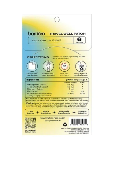 Barrière Travel Well Multivitamin Patch 6 Pack In Multi