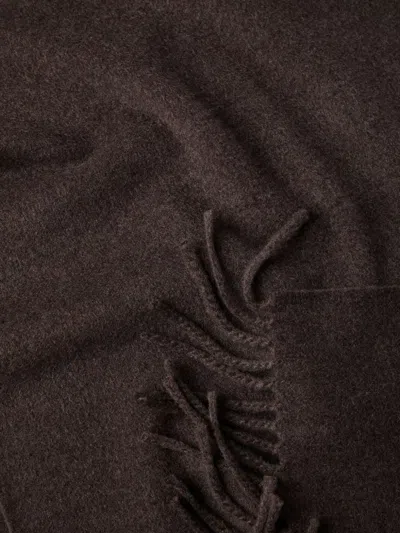 Brunello Cucinelli Brown Cashmere Fringed Scarf In Brown