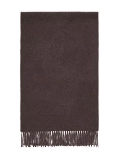 Brunello Cucinelli Brown Cashmere Fringed Scarf In Brown