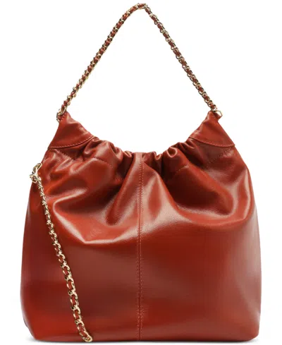 Arezzo Elizabeth Extra Large Leather Bucket Bag In Red