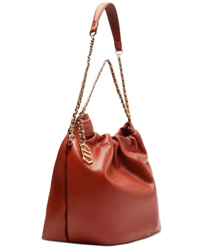 Arezzo Elizabeth Extra Large Leather Bucket Bag In Red