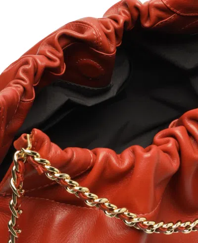 Arezzo Elizabeth Extra Large Leather Bucket Bag In Red