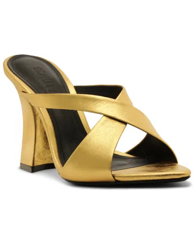 Schutz Glenda Mule Heel In Gold, Women's At Urban Outfitters In Gold