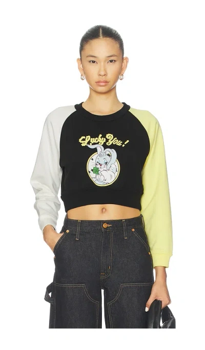Kenzo Lucky Me Cartoon Cropped Sweatshirt In Black
