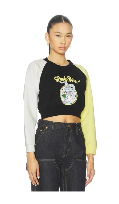Kenzo Lucky Me Cartoon Cropped Sweatshirt In Black