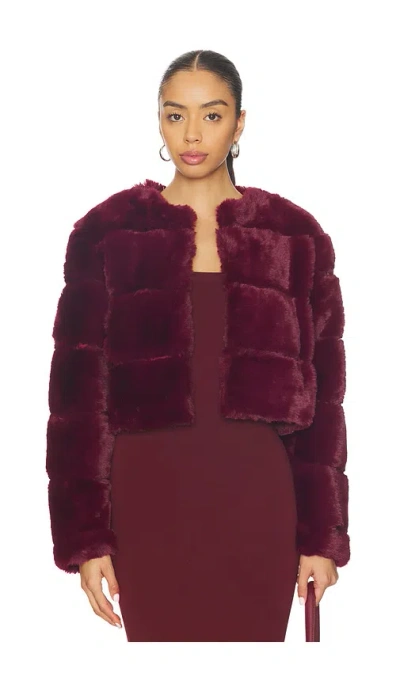 Blanknyc Cropped Faux Fur Coat In Burgundy