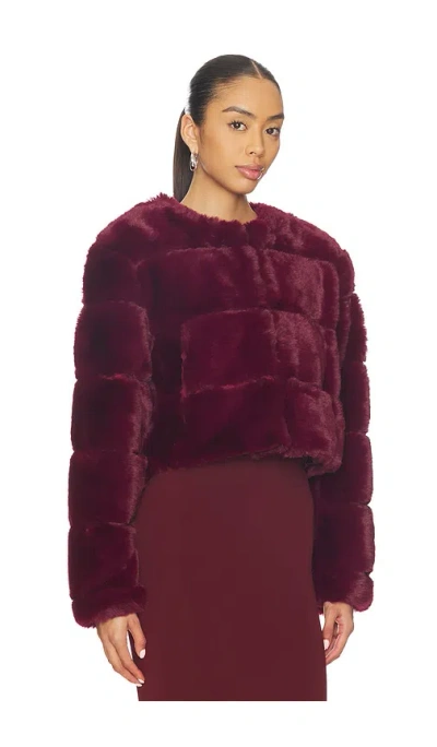 Blanknyc Cropped Faux Fur Coat In Burgundy