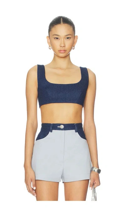 Matthew Bruch Tie Back Crop Top In Blue