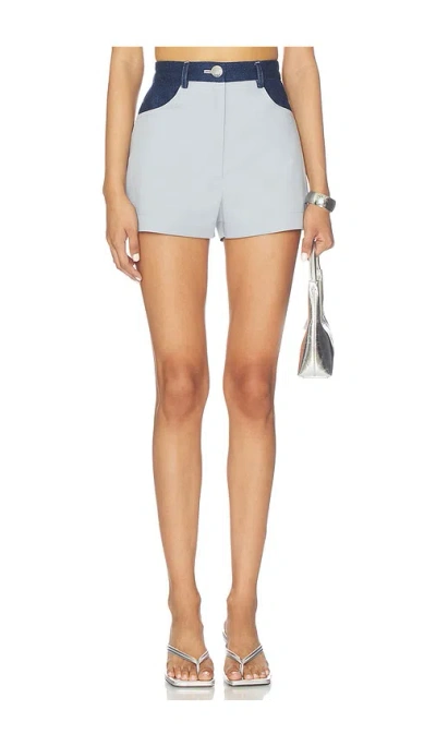 Matthew Bruch High Waisted Combo Hot Short In Blue