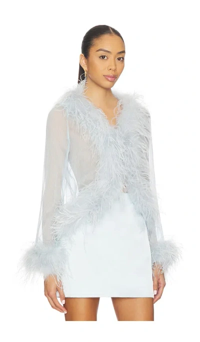 Bubish Gigi Sheer Feather Blouse In Blue