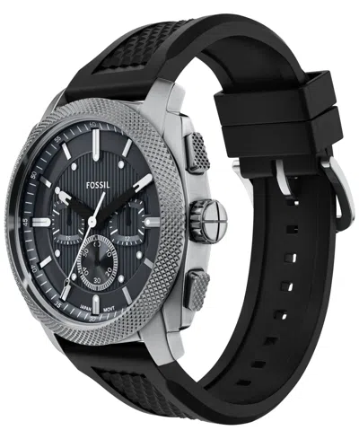 Fossil Machine Chronograph Silicone Strap Watch & Bracelet Set, 44mm In Black