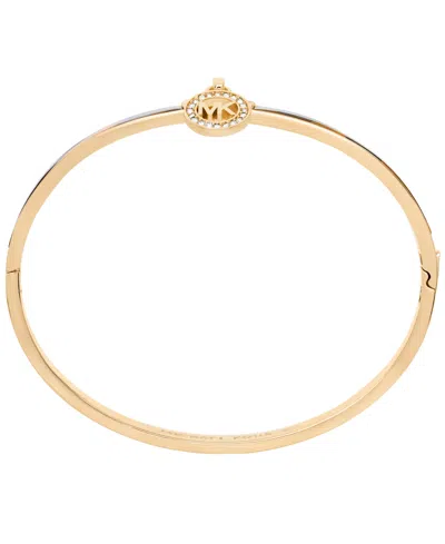Michael Kors Tortoise Inlay Logo Bangle Bracelet In Gold