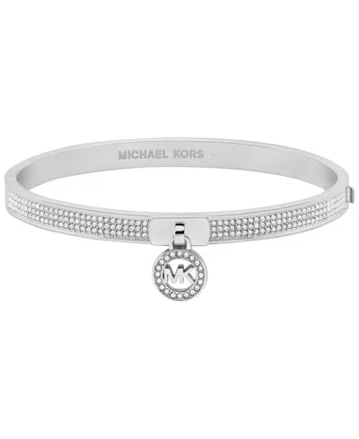 Michael Kors Pave Logo Bangle Bracelet In Silver
