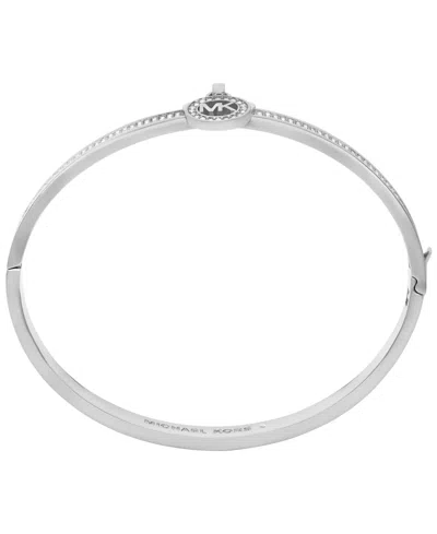 Michael Kors Pave Logo Bangle Bracelet In Silver