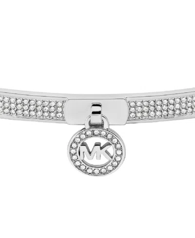Michael Kors Pave Logo Bangle Bracelet In Silver