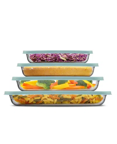 Joyjolt Borosilicate Glass Oven Dishes With Lids, Set Of 4 In Blue
