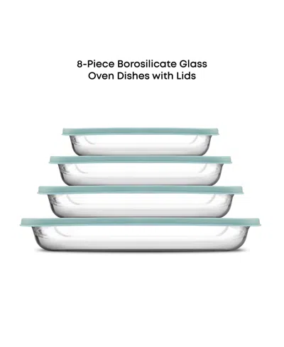 Joyjolt Borosilicate Glass Oven Dishes With Lids, Set Of 4 In Blue