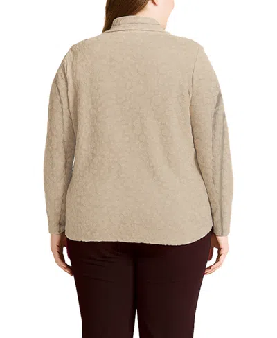 Coin 1804 Plus Size Cheetah Burnout Button Front Closure Shirt In Neutral