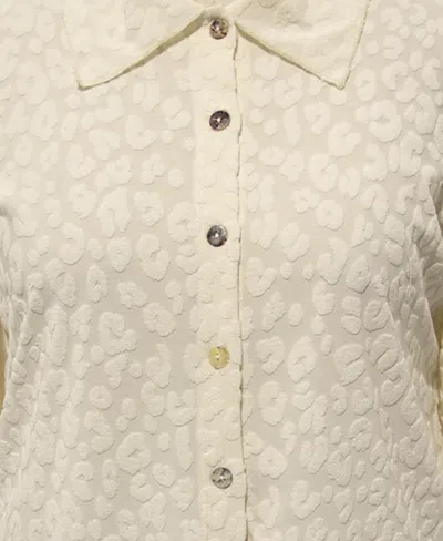 Coin 1804 Plus Size Cheetah Burnout Button Front Closure Shirt In Neutral