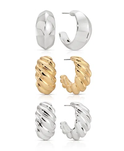 Ettika Two-tone Essential Hoop Earring Set In Gold