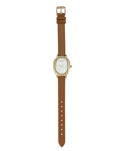 Ettika Timeless Texture Gold Plated Leather Watch, 70-110mm In Brown