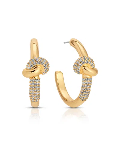 Ettika Gold Plated Pave Love Knot Hoop Earrings In Gold