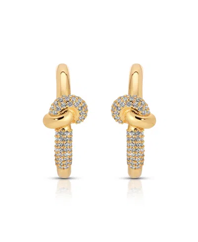 Ettika Gold Plated Pave Love Knot Hoop Earrings In Gold