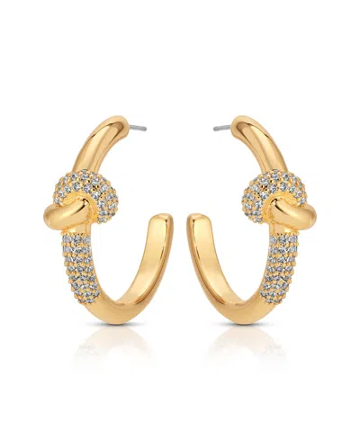 Ettika Gold Plated Pave Love Knot Hoop Earrings In Gold