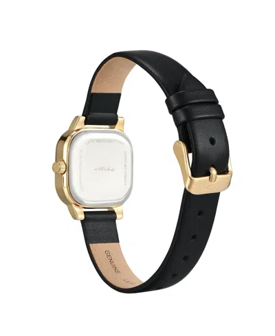 Ettika Classic Square Gold Plated Leather Watch, 85mm In Black