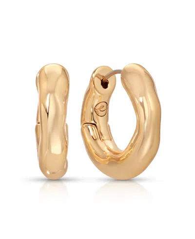 Ettika Gold Plated Mini Molten Hoop Earrings In Gold